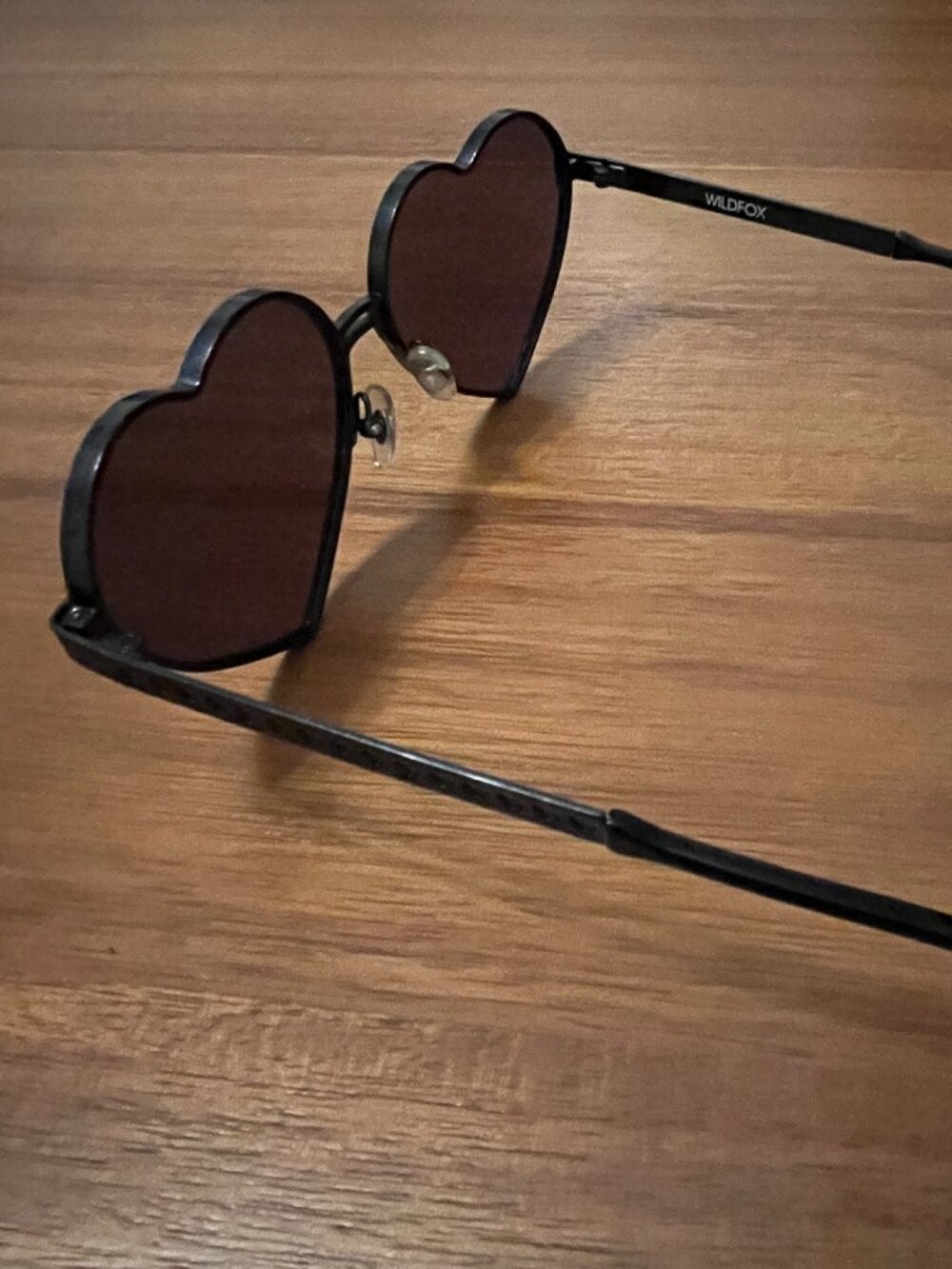 NEW Wildfox Lolita Heart Shaped Sunglasses Black Frames Blue Mirrored Lenses - Picture 9 of 11